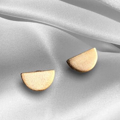 Crescent Mini Stud Earrings - 925 Rose Gold Plated Minimalist Earrings - OHR925-39