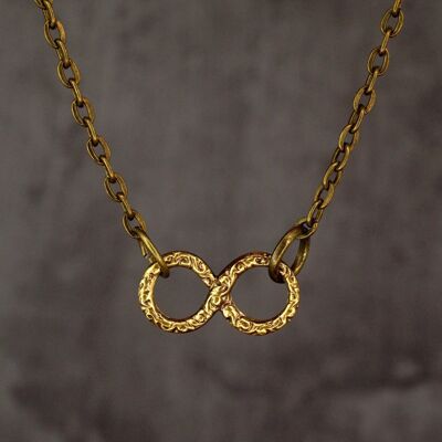 Infinity Necklace - Bronze Filigree Infinity Eternity Jewelry Vintage Style Jewelry - VIK-98