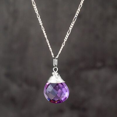 Amethyst Silber Pendel Anhänger Kette - K925-21