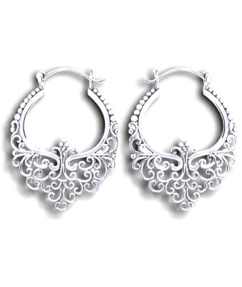 Boucles d'oreilles créoles pointues en argent Good Karma - Boucles d'oreilles de style bohème en argent sterling 925 OHR925-11 6