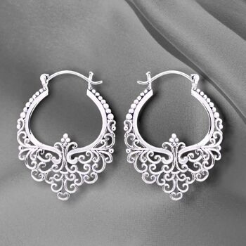 Boucles d'oreilles créoles pointues en argent Good Karma - Boucles d'oreilles de style bohème en argent sterling 925 OHR925-11 5