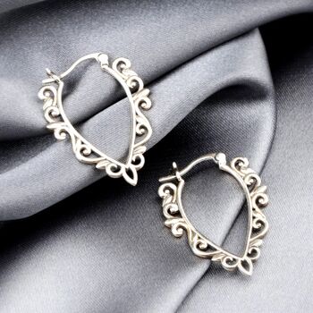 Boucles d'oreilles d'ornement Aura - Boucles d'oreilles pendantes de conte de fées orientales en argent sterling 925 - OHR925-62 1