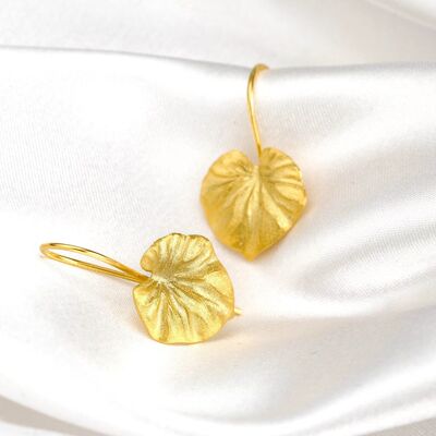 Tropical Leaves Earrings - 925 Sterling Gold Plated - OHR925-23