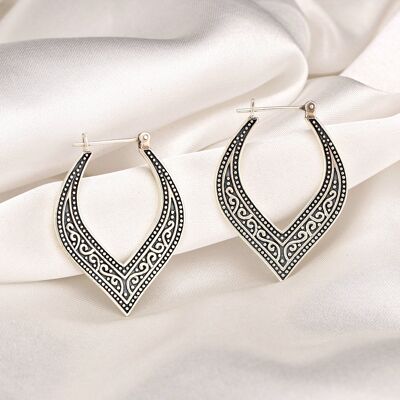 Casablanca Oriental Hoop Earrings - 925 Sterling Silver Ornament Earrings OHR925-66