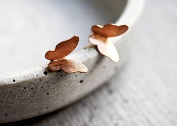 Boucles d'oreilles mini papillons - Boucles d'oreilles minimalistes en plaqué or rose 925 - OHR925-46 8