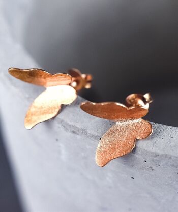 Boucles d'oreilles mini papillons - Boucles d'oreilles minimalistes en plaqué or rose 925 - OHR925-46 7