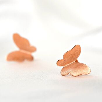Boucles d'oreilles mini papillons - Boucles d'oreilles minimalistes en plaqué or rose 925 - OHR925-46 3