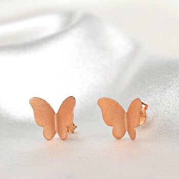 Boucles d'oreilles mini papillons - Boucles d'oreilles minimalistes en plaqué or rose 925 - OHR925-46 4