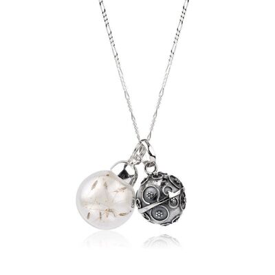 Dandelion Seed Glass Ball Chime Engelsrufer Pendant Necklace 925 Sterling Silver - K925-108