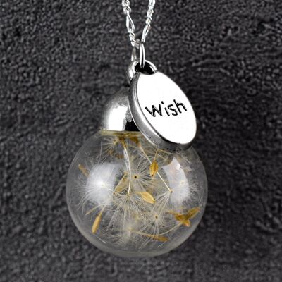 Collier de pissenlit en argent sterling 925 Wish Wish Terrarium Jewelry - K925-18
