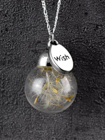 Collier de pissenlit en argent sterling 925 Wish Wish Terrarium Jewelry - K925-18 1