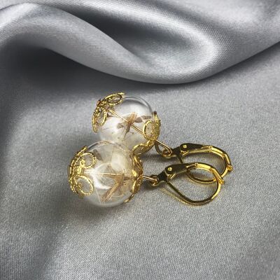 Real dandelion earrings - golden earrings with dandelion seeds - VINOHR-71