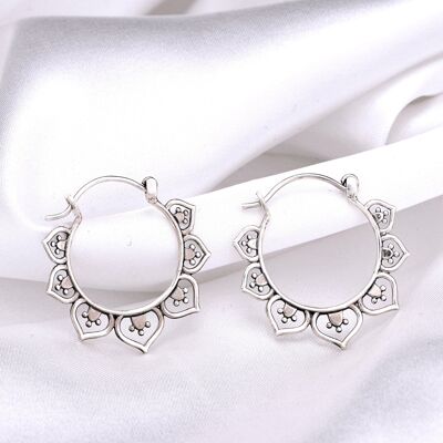 Boucles d'oreilles créoles orientales KARMA - Boucles d'oreilles en argent sterling 925 OHR925-84