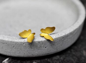 Boucles d'oreilles mini papillons - Boucles d'oreilles minimalistes en plaqué or sterling 925 - OHR925-99 9