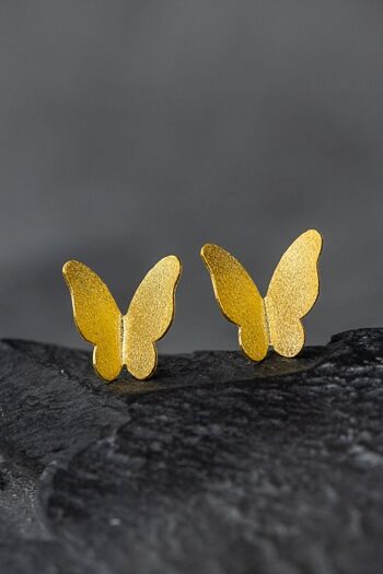 Boucles d'oreilles mini papillons - Boucles d'oreilles minimalistes en plaqué or sterling 925 - OHR925-99 8