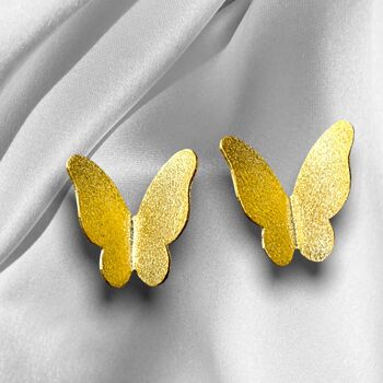 Boucles d'oreilles mini papillons - Boucles d'oreilles minimalistes en plaqué or sterling 925 - OHR925-99 6