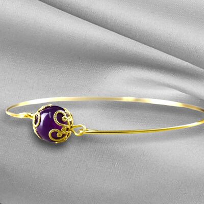 Amethyst Gold Bracelet - Gold Plated Minimalist Gemstone Aura Jewelry RETARM-21