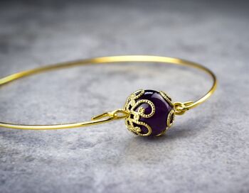 Bracelet en or améthyste - Bijoux minimalistes plaqués or Aura de pierres précieuses RETARM-21 6