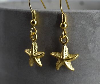 Boucles d'oreilles en or étoile de mer - Boucles d'oreilles élégantes plaquées or Maritime Ocean Drop - VINOHR-82 5