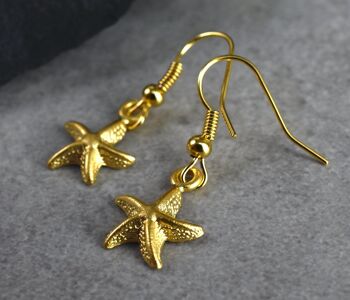 Boucles d'oreilles en or étoile de mer - Boucles d'oreilles élégantes plaquées or Maritime Ocean Drop - VINOHR-82 6