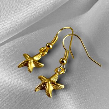 Boucles d'oreilles en or étoile de mer - Boucles d'oreilles élégantes plaquées or Maritime Ocean Drop - VINOHR-82 2