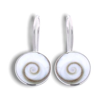 Boucles d'oreilles Shiva Eye - 925 Sterling Silver Minimalist Shell Ocean Sea Maritime Jewelry - OHR925-53 1