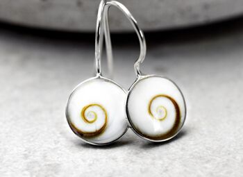 Boucles d'oreilles Shiva Eye - 925 Sterling Silver Minimalist Shell Ocean Sea Maritime Jewelry - OHR925-53 4