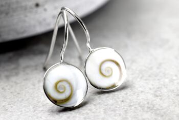Boucles d'oreilles Shiva Eye - 925 Sterling Silver Minimalist Shell Ocean Sea Maritime Jewelry - OHR925-53 3