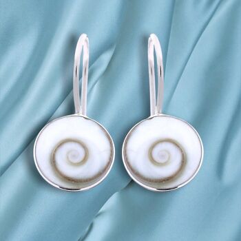 Boucles d'oreilles Shiva Eye - 925 Sterling Silver Minimalist Shell Ocean Sea Maritime Jewelry - OHR925-53 2