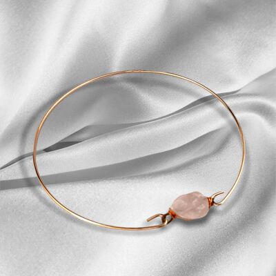 Bracelet en quartz rose - Bijoux minimalistes en pierres précieuses plaqué or rose - RETARM-51