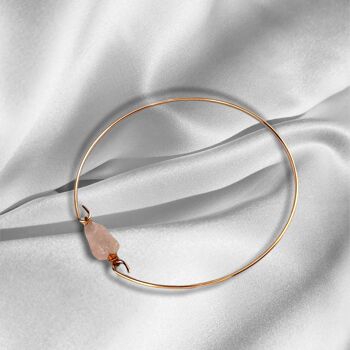 Bracelet en quartz rose - Bijoux minimalistes en pierres précieuses plaqué or rose - RETARM-51 2
