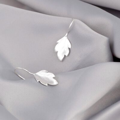 Feuilles Nature Boucles d'oreilles en argent - Bijoux en feuille mate 925 Sterling - OHR925-30