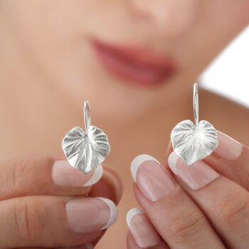 Boucles d'oreilles plantes tropicales - Boucles d'oreilles pendantes en argent sterling 925 Monstera Leaf - OHR925-25 4