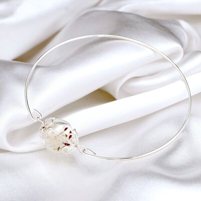 Elegant Dandelion Seed Bangle - Minimalist Silver Plated Jewelry - RETARM-32
