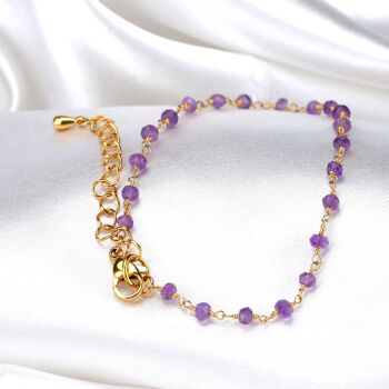 Bracelet Amethyst Rondelle - Bijoux en pierres précieuses minimalistes plaquées or - RETARM-40 3