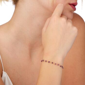 Bracelet Amethyst Rondelle - Bijoux en pierres précieuses minimalistes plaquées or - RETARM-40 6