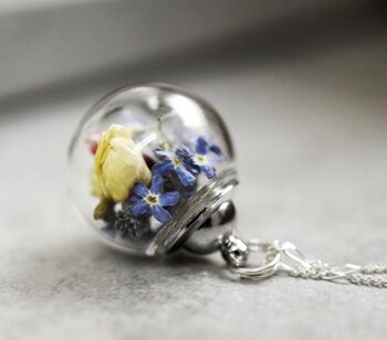 Collier de fleurs sauvages - Fleurs colorées Forget-Me-Not Jasmine Chaîne en argent sterling 925 - K925-116 5