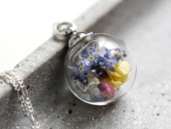 Collier de fleurs sauvages - Fleurs colorées Forget-Me-Not Jasmine Chaîne en argent sterling 925 - K925-116 6