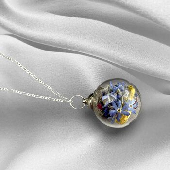 Collier de fleurs sauvages - Fleurs colorées Forget-Me-Not Jasmine Chaîne en argent sterling 925 - K925-116 4