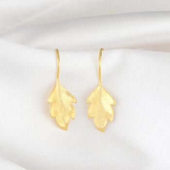 Boucles d'Oreilles Feuilles d'Automne Or - Bijoux Plaqué Or Mat 925 Sterling - OHR925-34 6