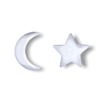 Boucles d'oreilles Moon Star Mini Stud - Boucles d'oreilles objets célestes minimalistes en argent sterling 925 - OHR925-61 2