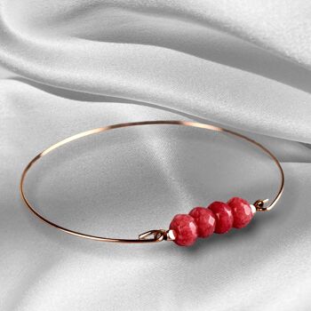 Jade Rondelle Bangle - Bijoux en pierres précieuses rouges plaqué or rose grenade - RETARM-47 4