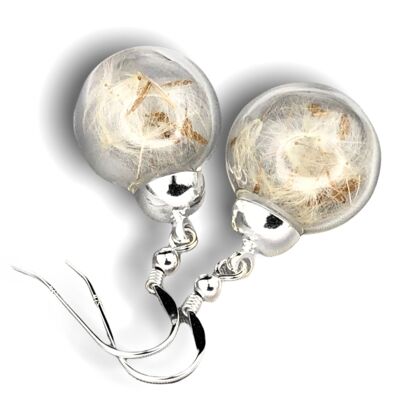 Real Dandelion Earrings - 925 Sterling Silver - Elegant Floral Jewelry - OHR925-12