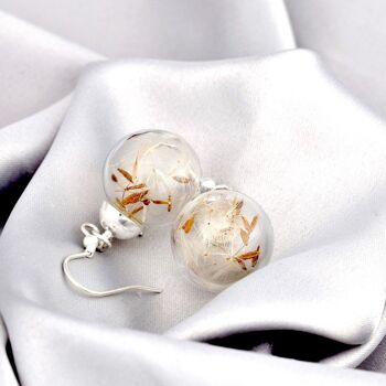 Boucles d'oreilles véritable pissenlit - Argent sterling 925 - Bijoux floraux élégants - OHR925-12 8