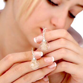Boucles d'oreilles véritable pissenlit - Argent sterling 925 - Bijoux floraux élégants - OHR925-12 4