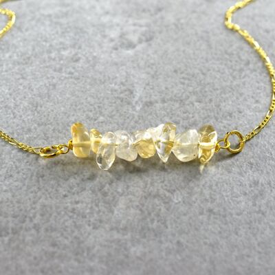 Citrine Gold Necklace - 925 Sterling Gold Plated Minimalist Gemstone Jewelry - K925-149
