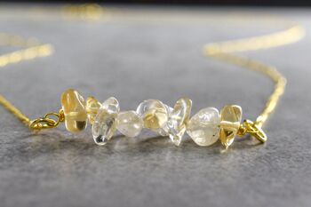 Collier en or citrine - Bijoux minimalistes en pierres précieuses plaqué or sterling 925 - K925-149 3