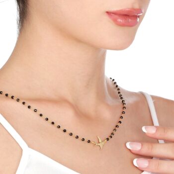 Collier de pierres précieuses d'onyx - Bijoux inspirés de la nature d'hirondelle d'or - VIK-04 - Chaîne courte 50cm 2