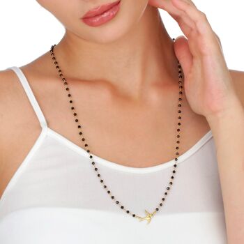 Collier de pierres précieuses d'onyx - Bijoux inspirés de la nature d'hirondelle d'or - VIK-04 - Chaîne courte 50cm 3