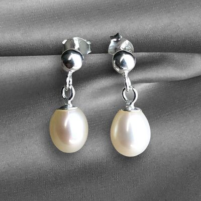 Orecchini di perle classici - Orecchini pendenti di perle di lusso in argento sterling 925 - OHR925-67